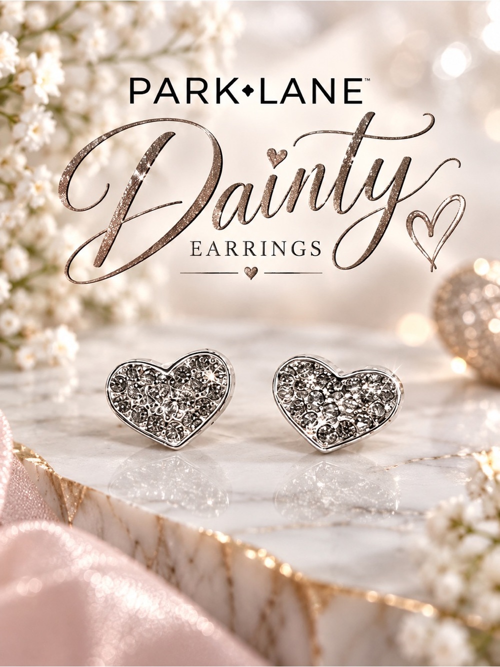 Park Lane Pavé Crystal Heart Stud Earrings | Silver | NWT Dainty Sparkle